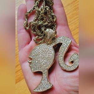 Barbie Necklace Gold Silhouette Head